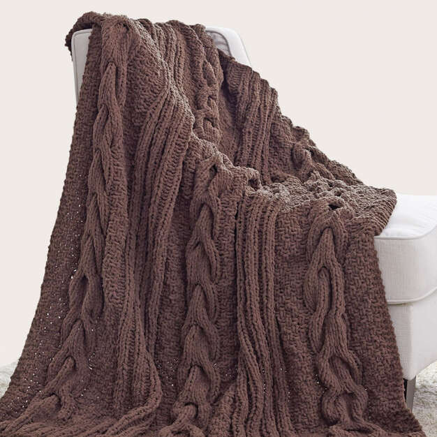 Knit Blanket made in Bernat Softee Chunky Yarn