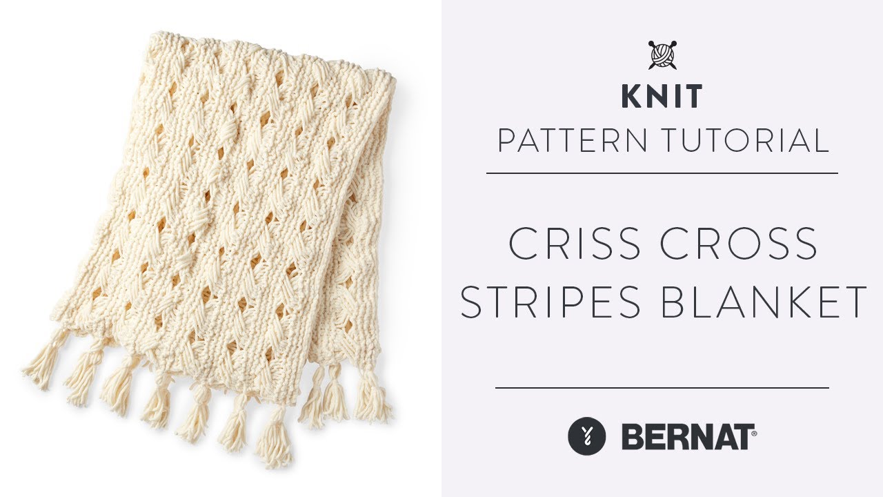 Bernat Criss-Cross Stripes Knit Blanket