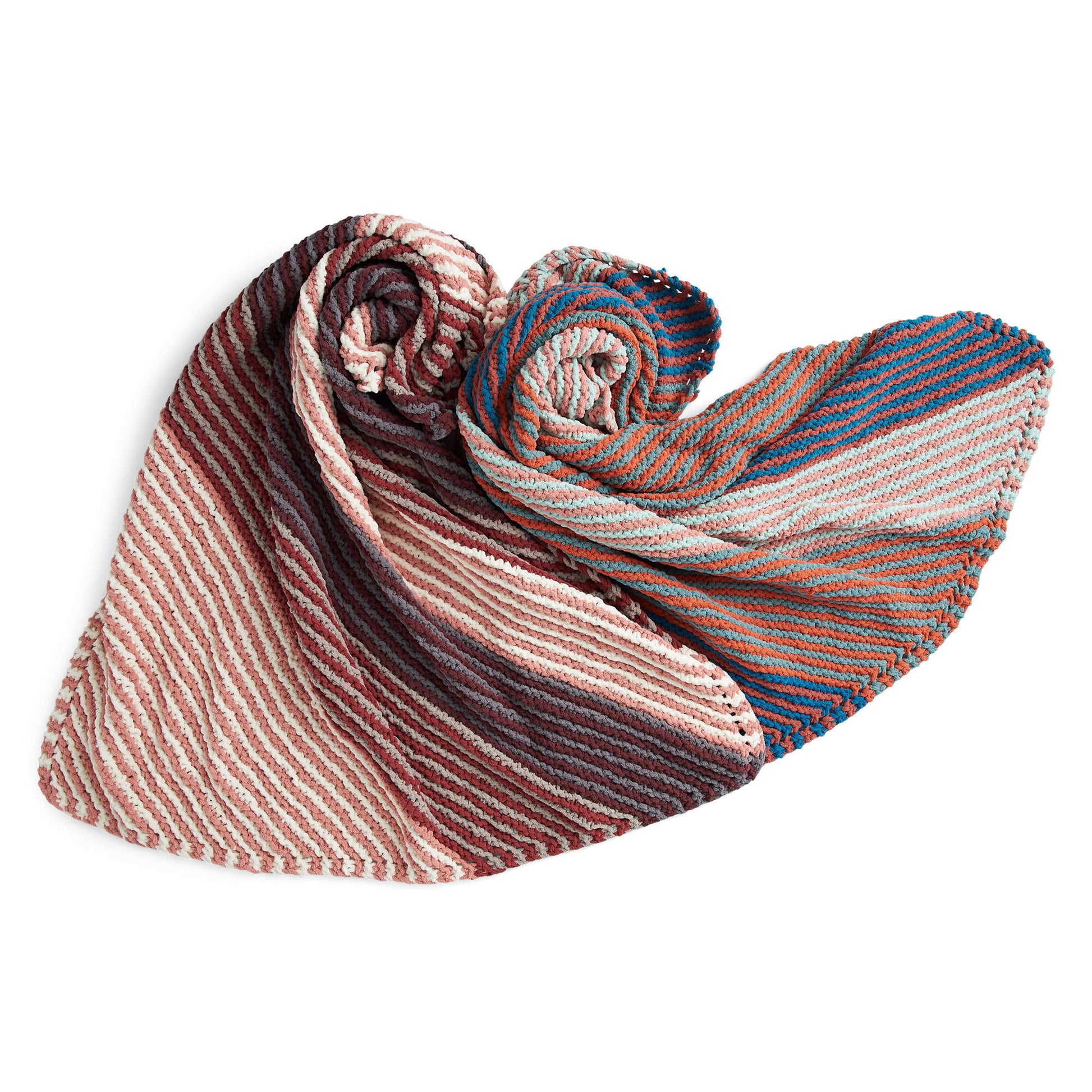 Free Bernat Knit Beginner Bias Striped Blanket Pattern