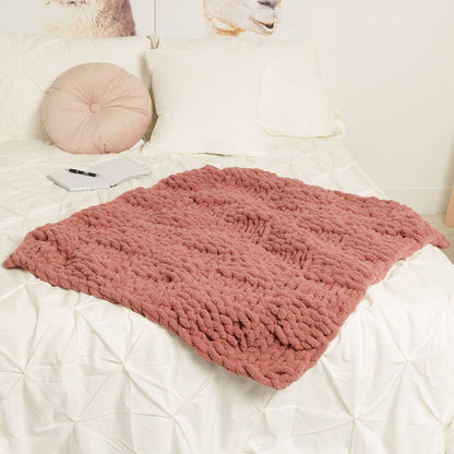 Bernat Knit Big Basketweave Blanket Rose