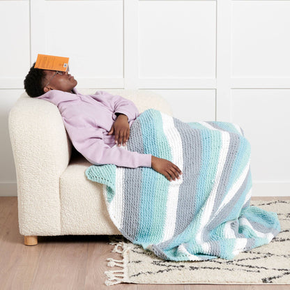 Bernat Cozy Corners Knit Blanket Seaglass