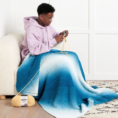 Bernat Cozy Corners Knit Blanket Deep Teal