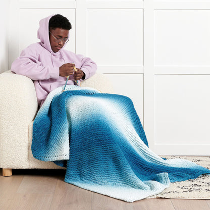 Bernat Cozy Corners Knit Blanket Deep Teal