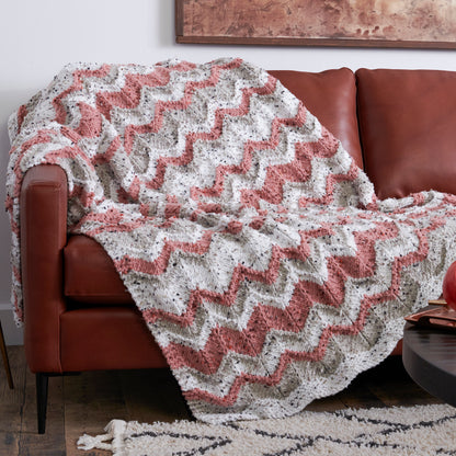 Bernat Forever Fleece Knit Chevron Blanket Knit Blanket made in Bernat Forever Fleece Tweeds Yarn