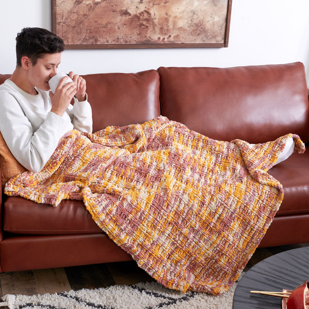 Knit Blanket made in Bernat Blanket Yarn