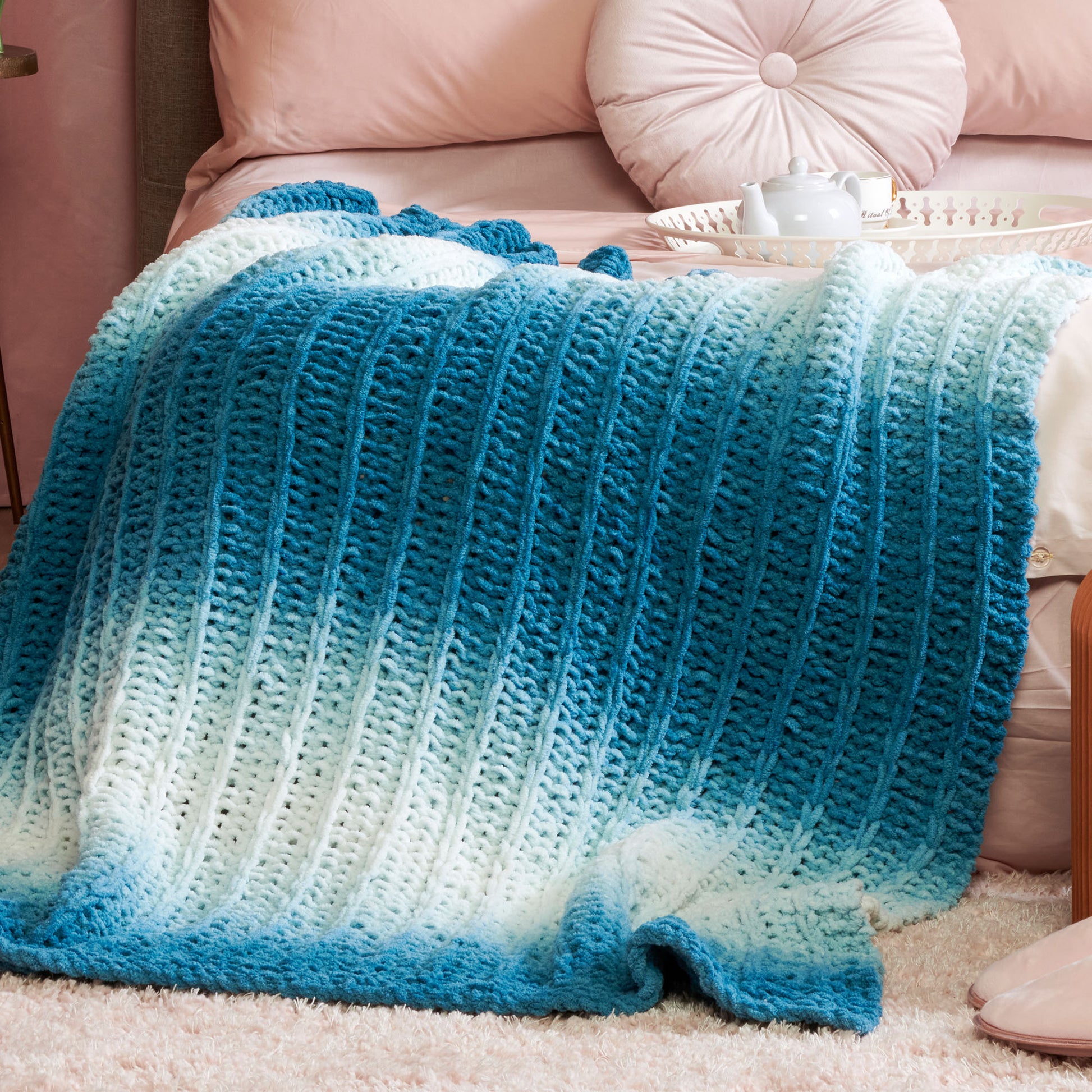 Free Bernat Phasing Slip Stitch Knit Blanket Pattern