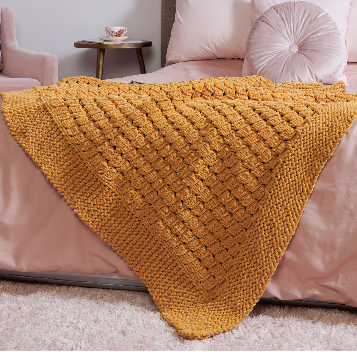 Knit Blanket made in Bernat Plush Yarn