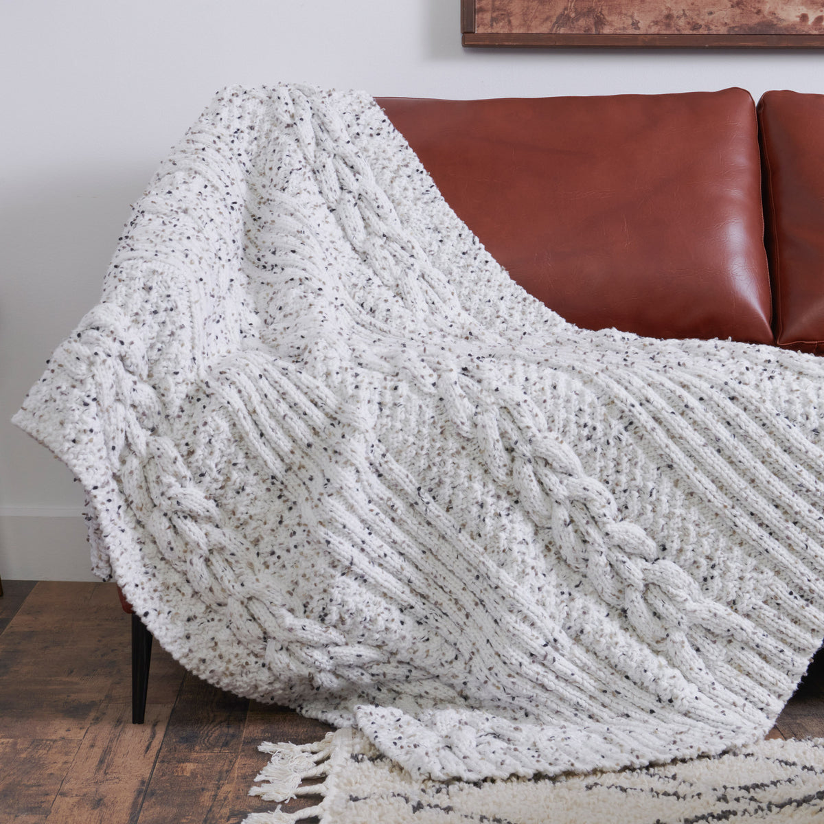 Knit Blanket made in Bernat Forever Fleece Tweeds Yarn