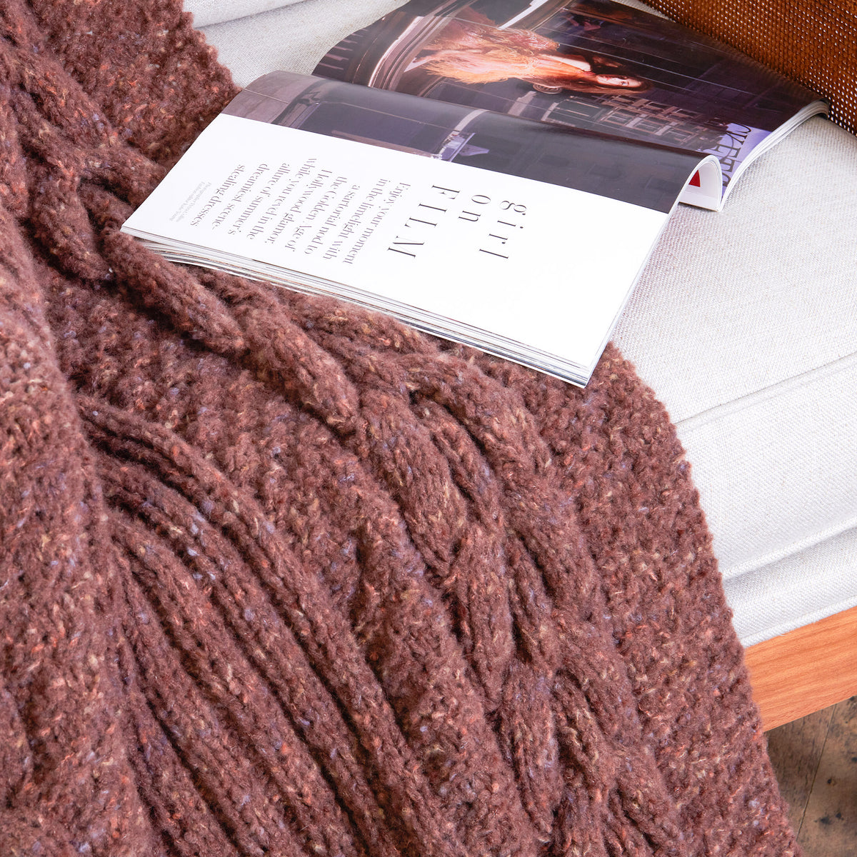 Knit Blanket made in Bernat Felted Yarn