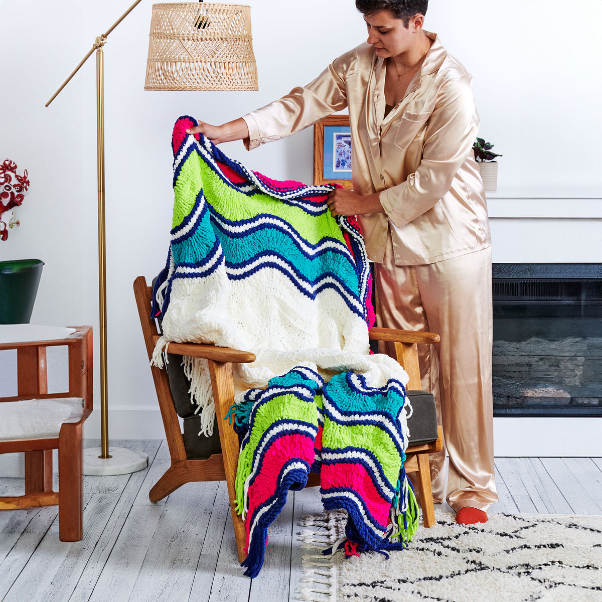 Knit Blanket made in Bernat Blanket Yarn