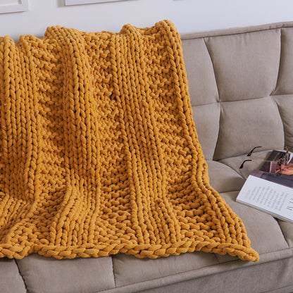 Bernat Garter Ridges Knit Blanket Knit Blanket made in Bernat Plush Big Yarn