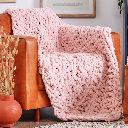 Bernat Cozy Cottage Broken Rib Knit Blanket Pink Dust