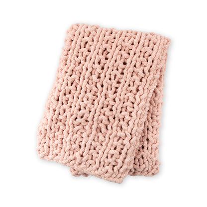 Bernat Cozy Cottage Broken Rib Knit Blanket Pink Dust