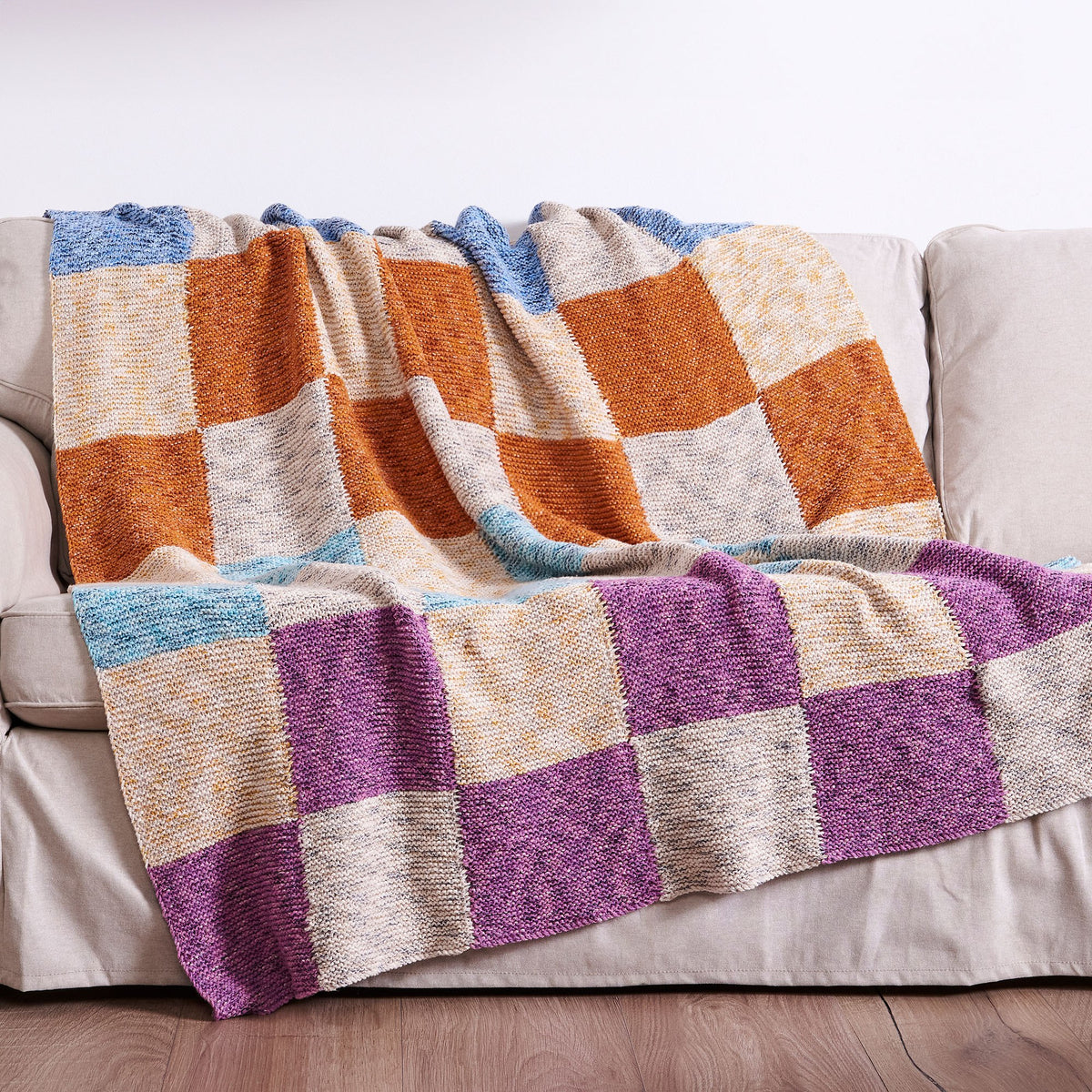 Knit Blanket made in Bernat Lattice Yarn