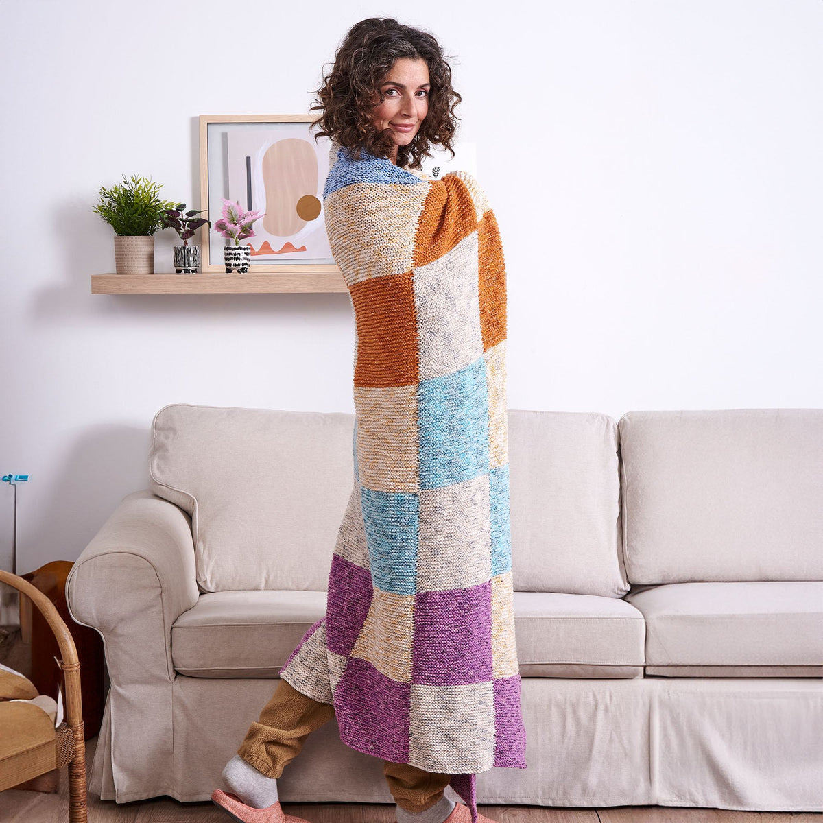 Knit Blanket made in Bernat Lattice Yarn