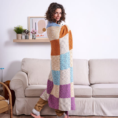 Bernat Lattice Checkered Knit Blanket Knit Blanket made in Bernat Lattice Yarn