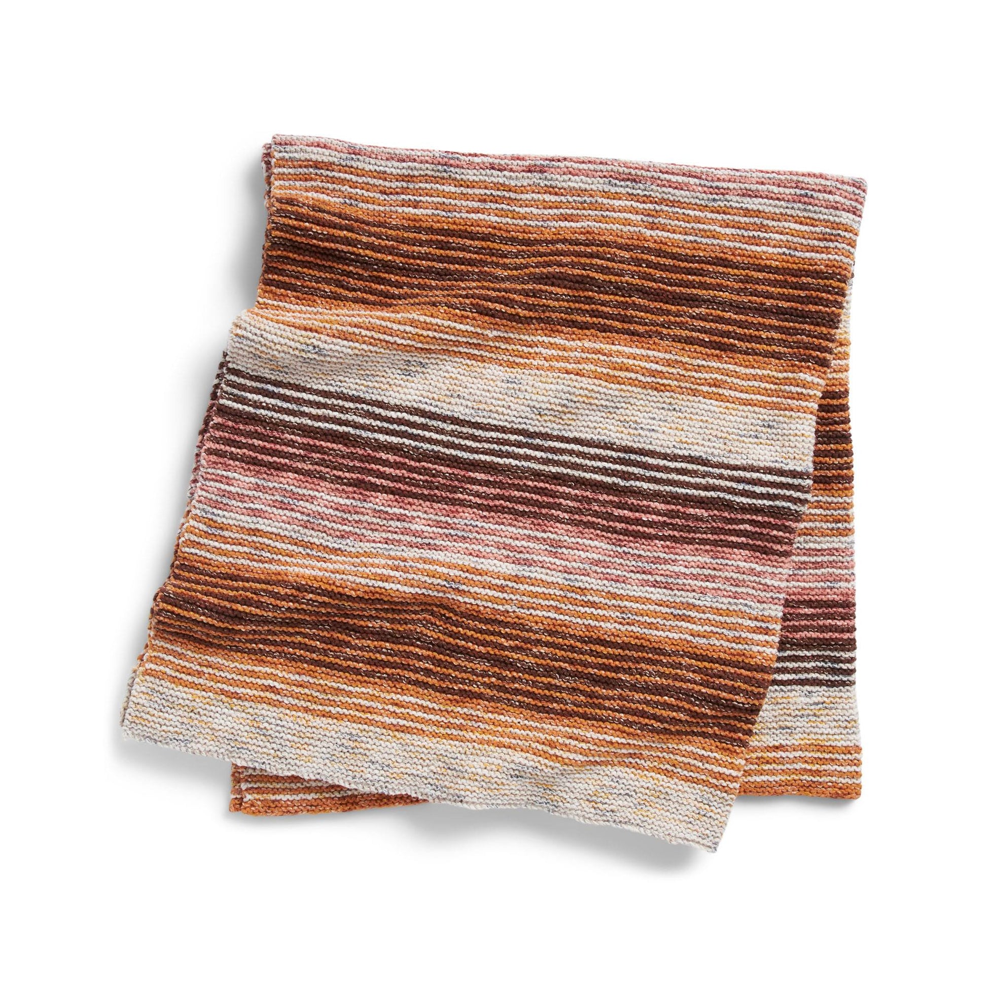 Free Bernat Tweedy Striped Knit Blanket Pattern