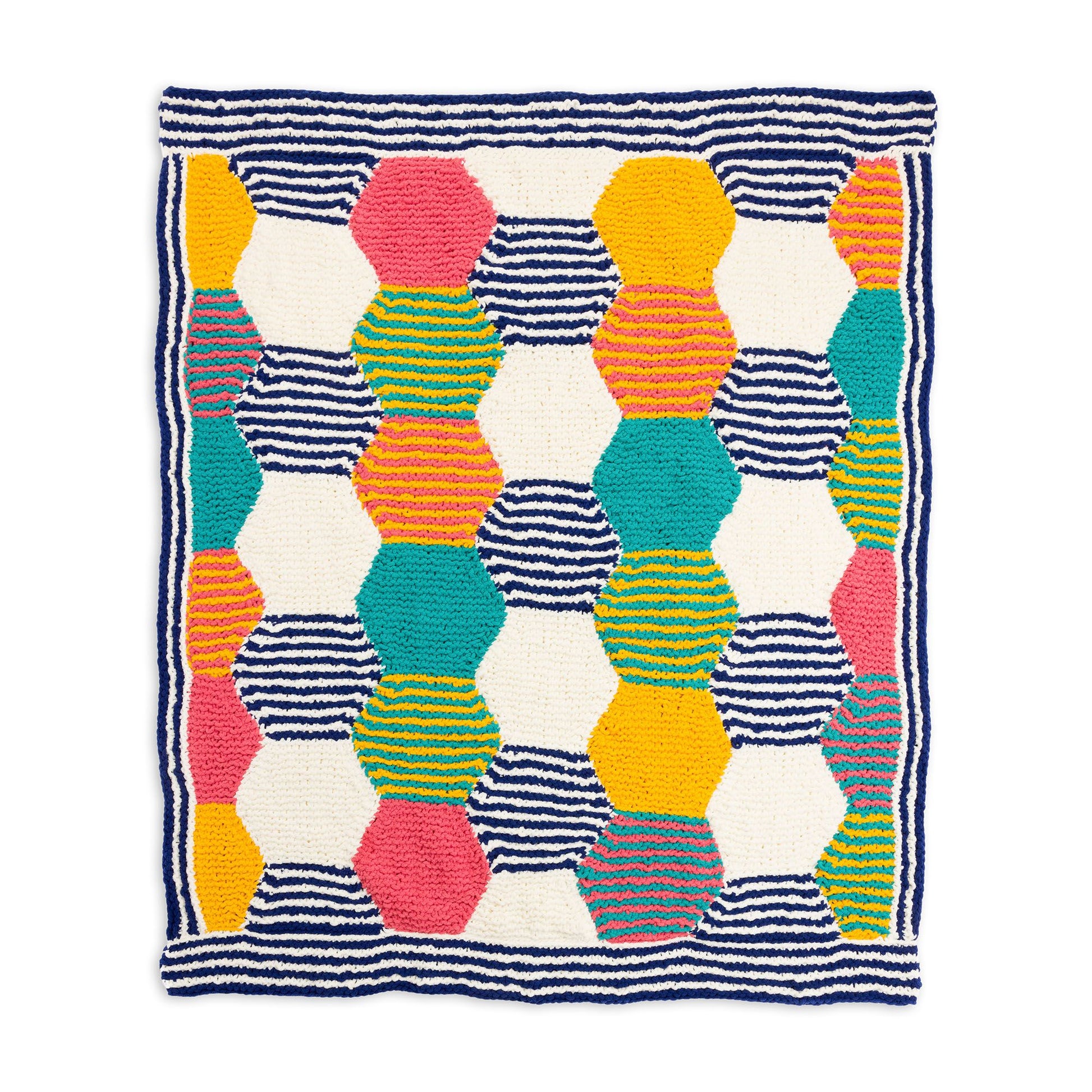 Free Bernat Hexagon Harmony Quilt Knit Blanket Pattern