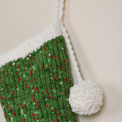 Bernat Bobble and Shine Knit Stocking Holly Wreath