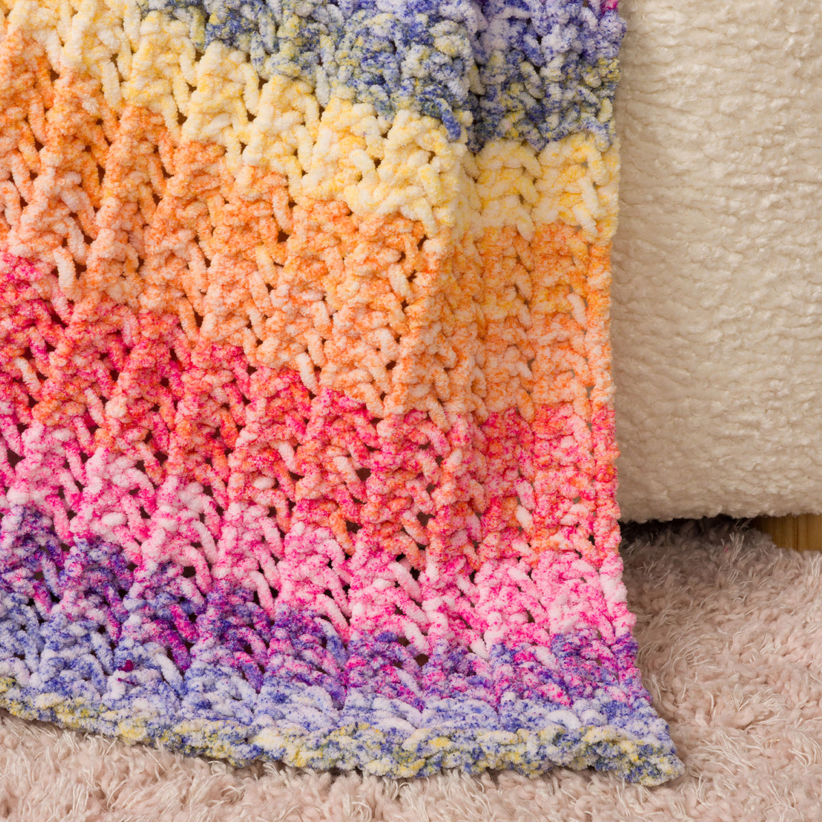 Free Easy Bernat Eyelet Ridge Knit Blanket Pattern | Yarnspirations