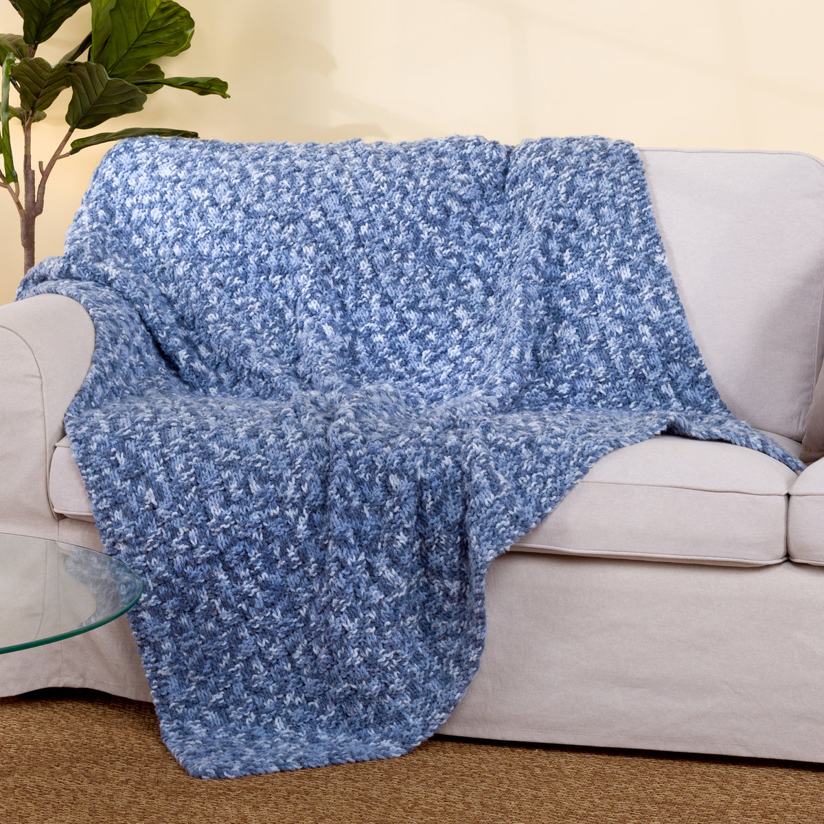 Moonspell Knit Blanket made using Bernat yarn