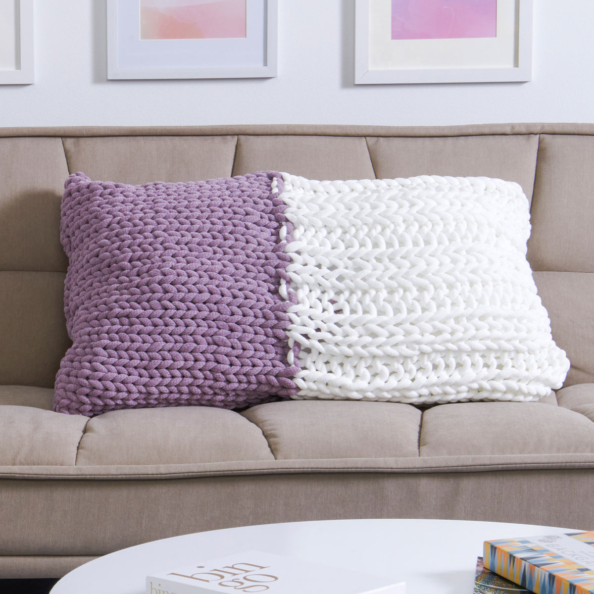 Knit Pillow made in Bernat Yarn