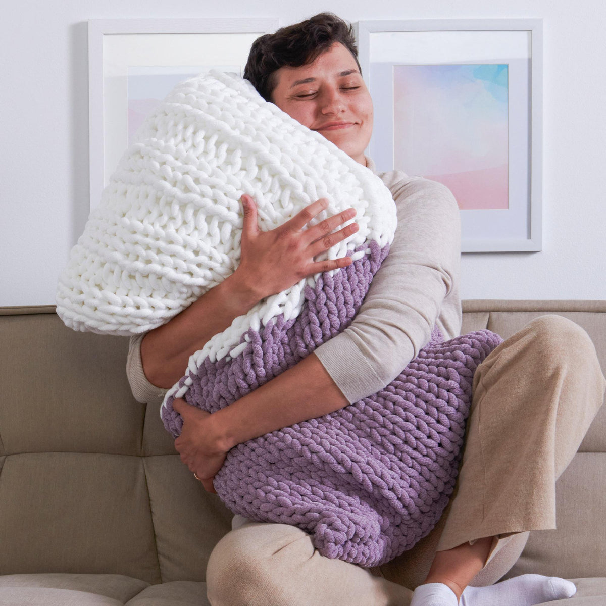 Knit Pillow made in Bernat Yarn
