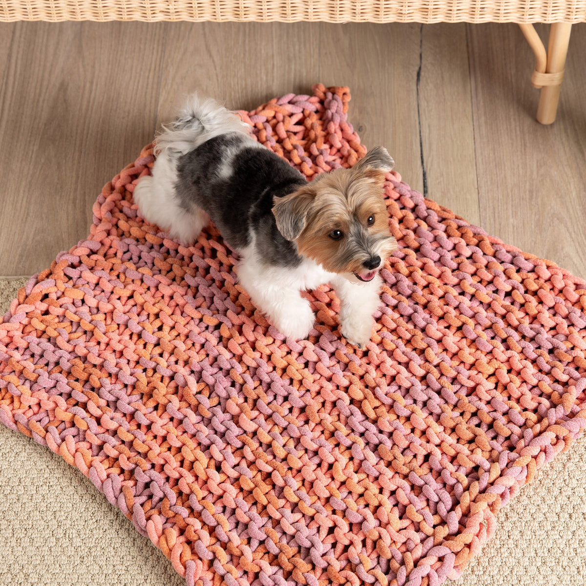 Knit Blanket made in Bernat Plush Big Yarn