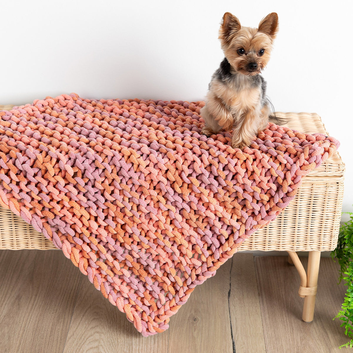 Knit Blanket made in Bernat Plush Big Yarn