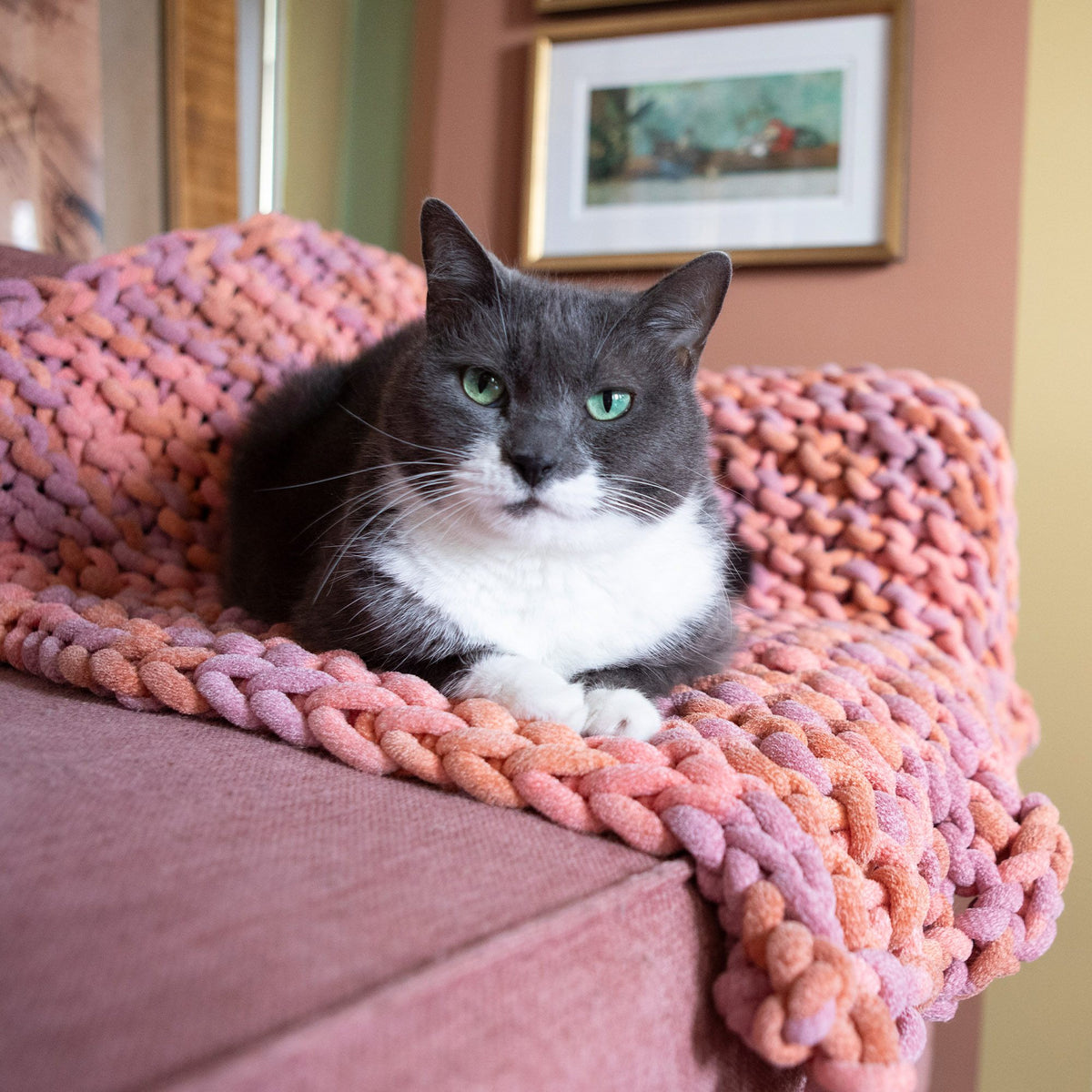 Knit Blanket made in Bernat Plush Big Yarn