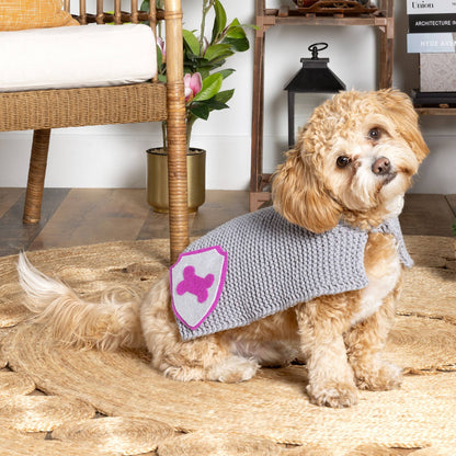 Bernat Maker Noble Steed Faux-Chain Maille Knit Dog Mantle Knit Mantle made in Bernat Yarn