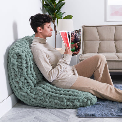 Bernat Table Knit Body Pillow Craft Pillow made in Bernat Blanket Bigger Yarn