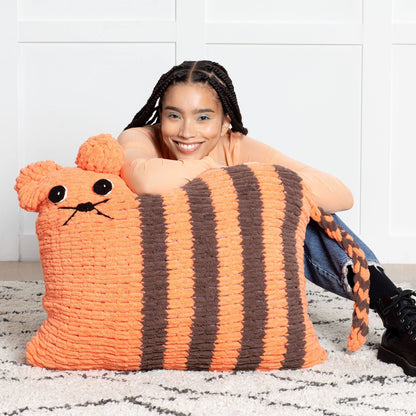 Bernat Craft EZ Kitty Pillow Craft Pillow made in Bernat Alize Blanket-EZ Yarn