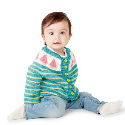 Bernat Five a Day Knit Cardigan Watermelon