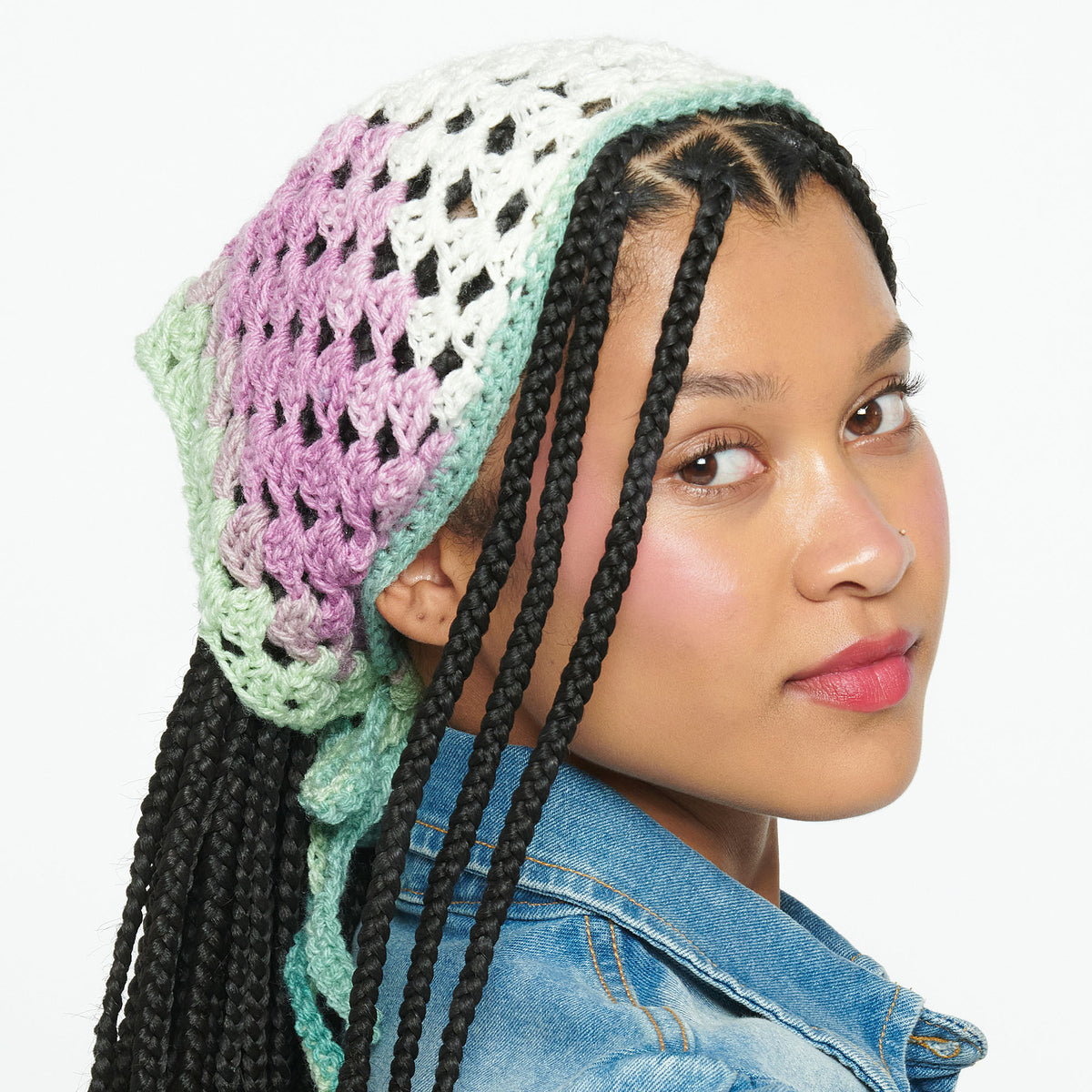 Crochet Bandana made in Caron Skinny Cakes Yarn