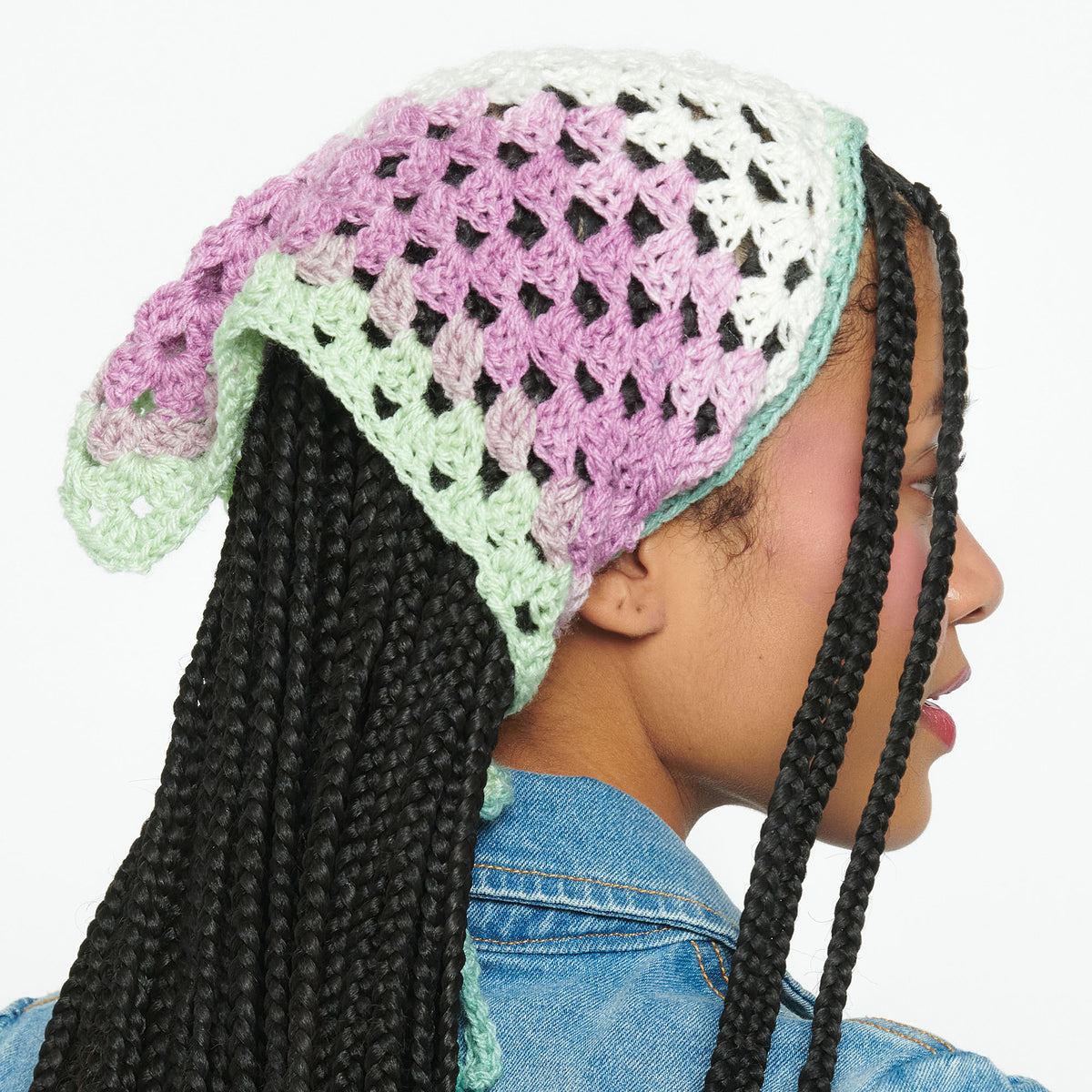 Crochet Bandana made in Caron Skinny Cakes Yarn