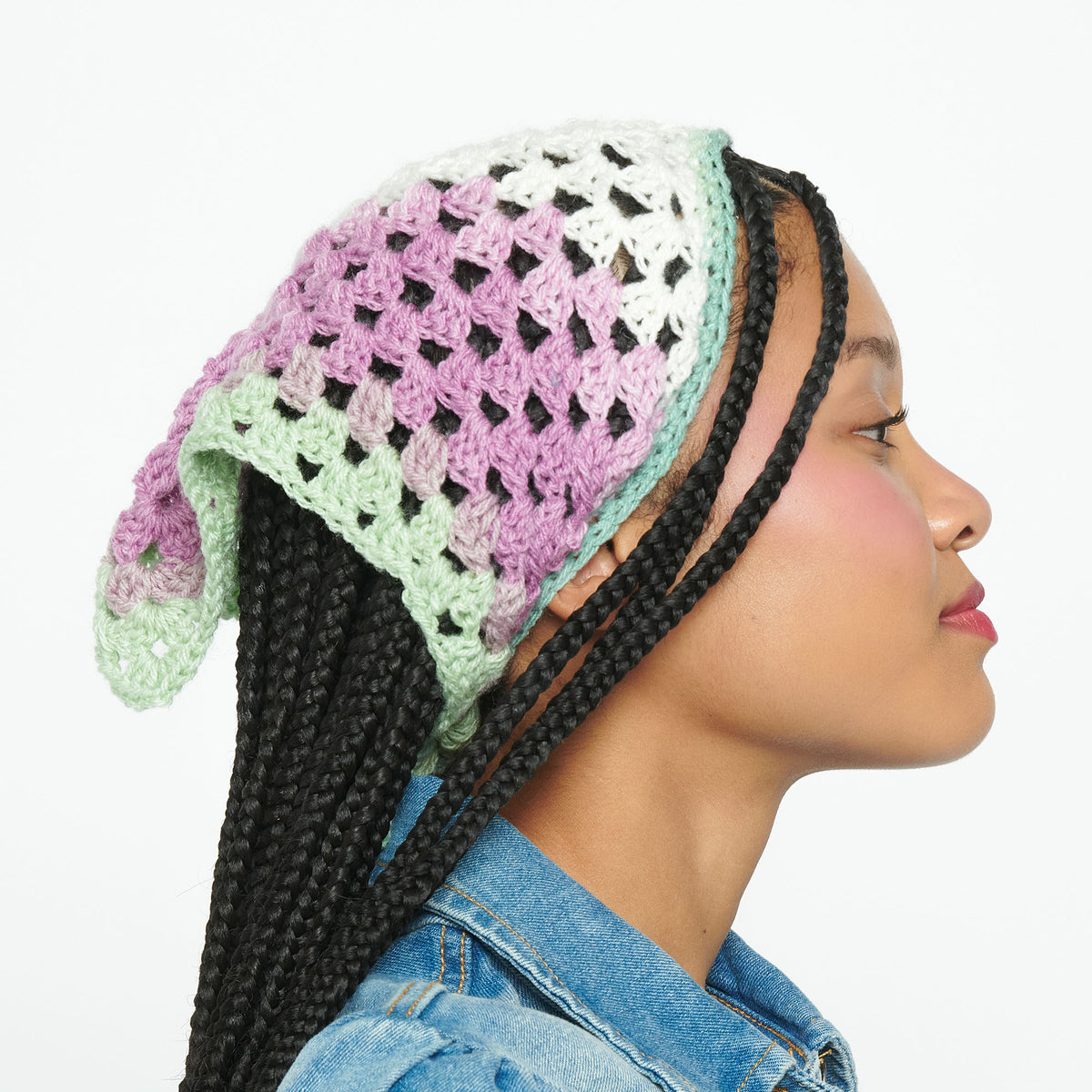 Crochet Bandana made in Caron Skinny Cakes Yarn