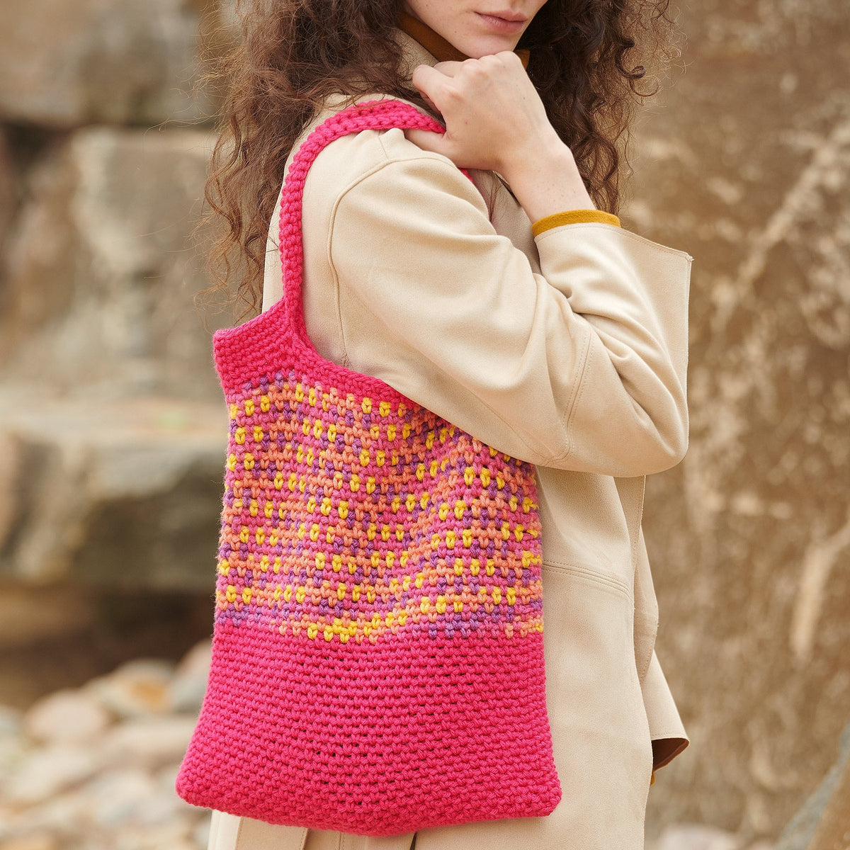 Crochet Tote Bag made in Caron Jumbo Yarn