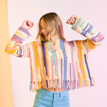 Caron For the Fringe Festival Crochet Sweater Caron For the Fringe Festival Crochet Sweater