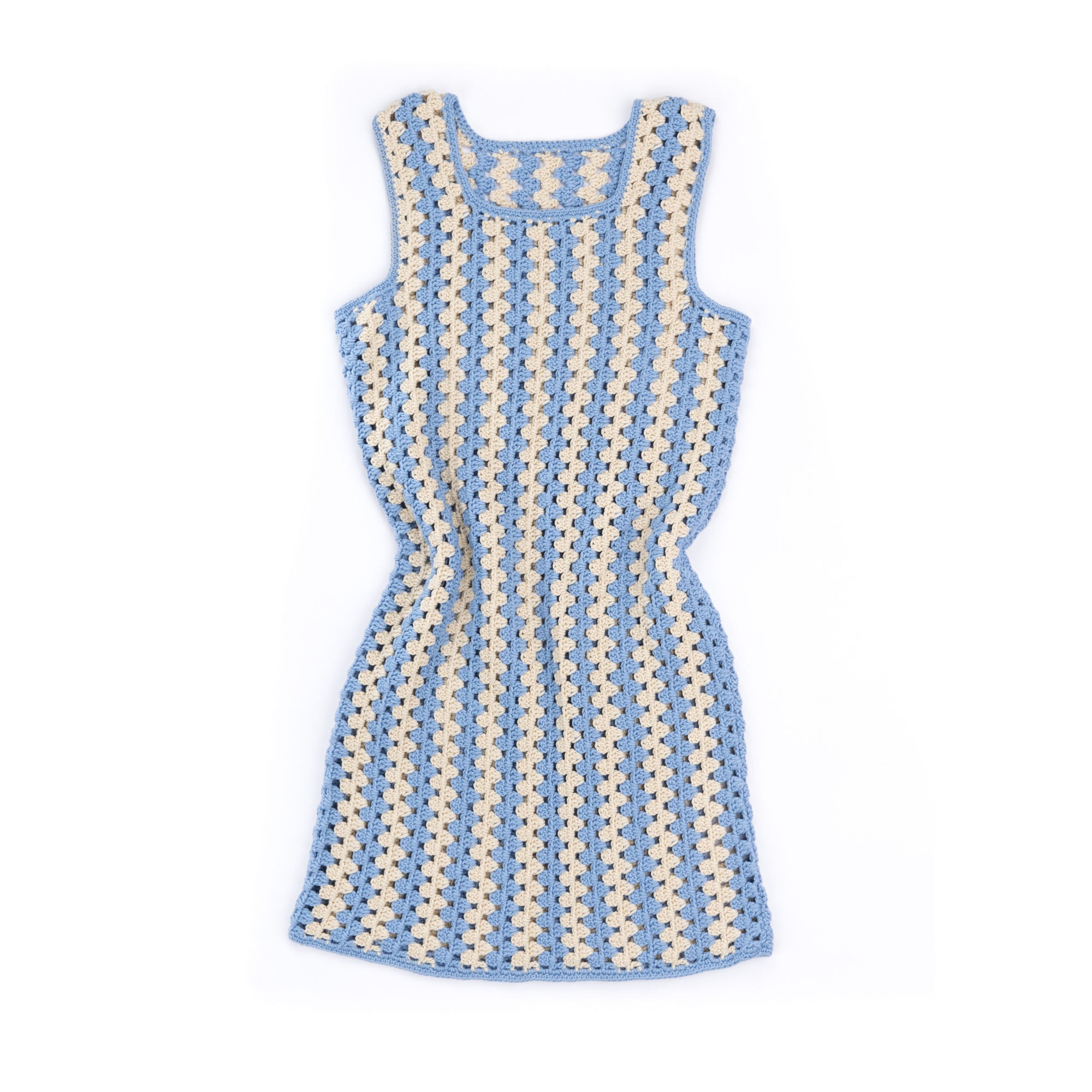 striped crochet dress pattern Belendra Scallop Striped Crochet Dress BLUE-WHT / M by Sugarlips
