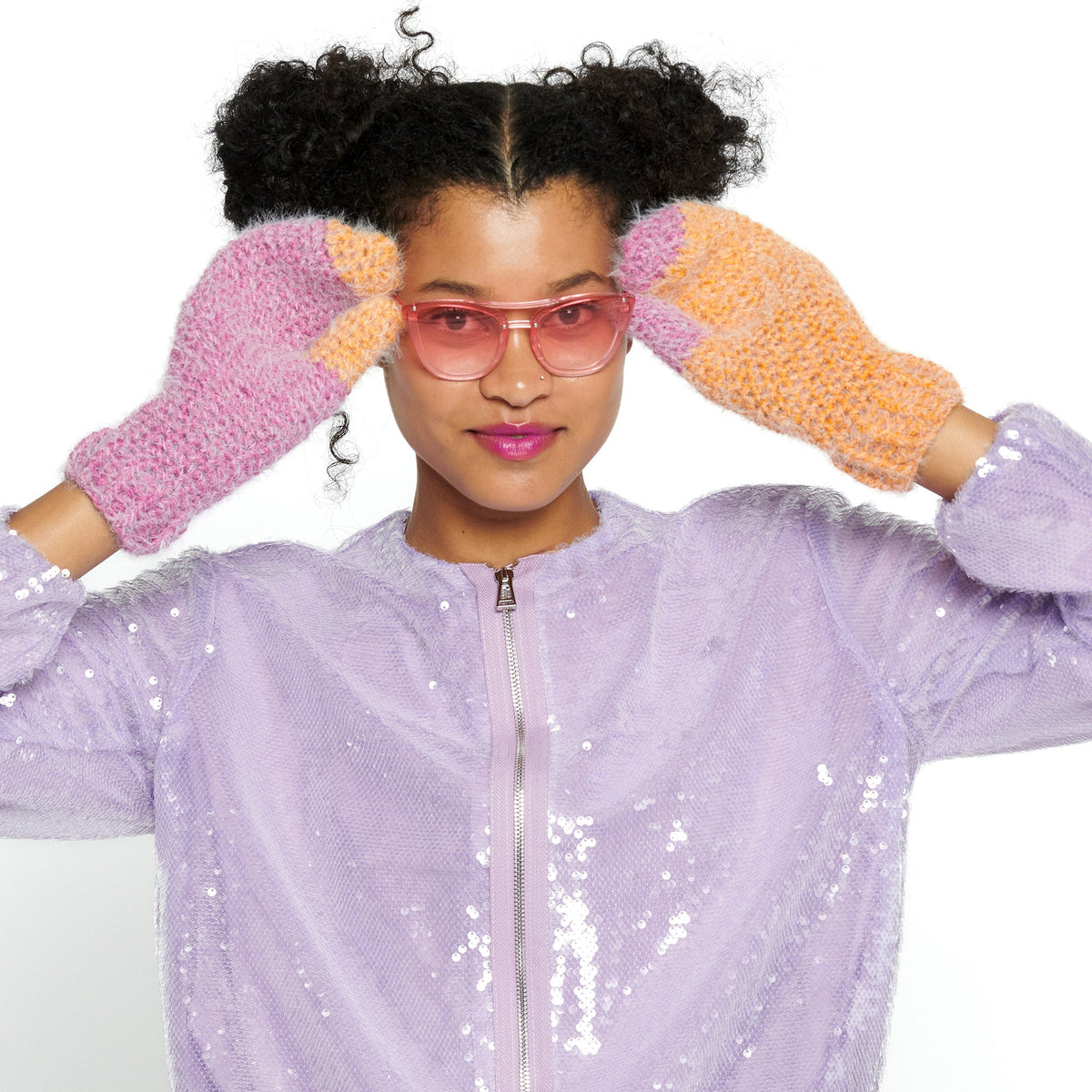 Crochet MakeMittens made in Caron Colorama Halo Perfect Phasing Yarn