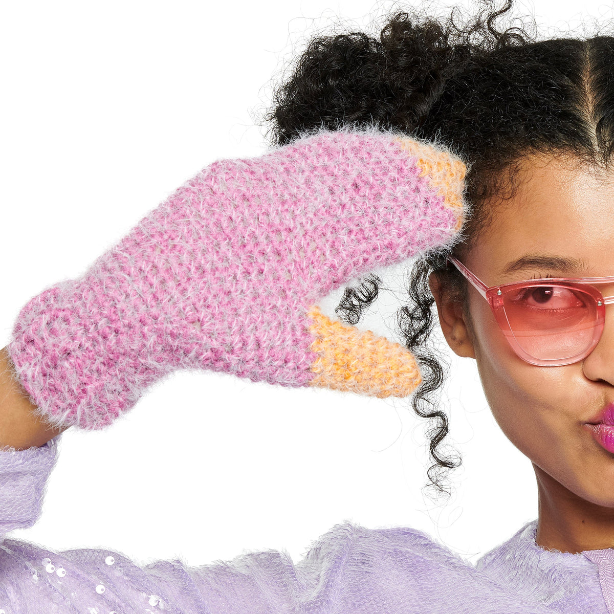 Crochet MakeMittens made in Caron Colorama Halo Perfect Phasing Yarn