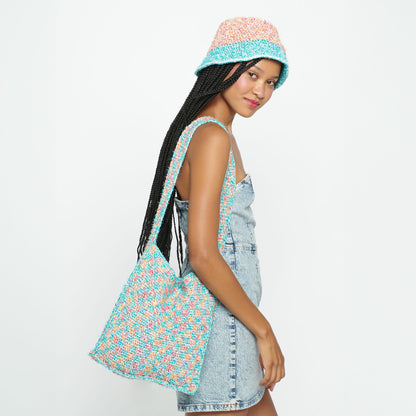 Caron Fuzzy Stripes Crochet Bucket Hat Crochet Hat made in Caron Coconut Cakes Yarn