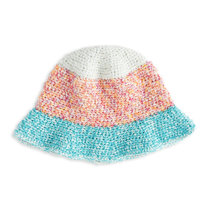 Caron Fuzzy Stripes Crochet Bucket Hat Crochet Hat made in Caron Coconut Cakes Yarn