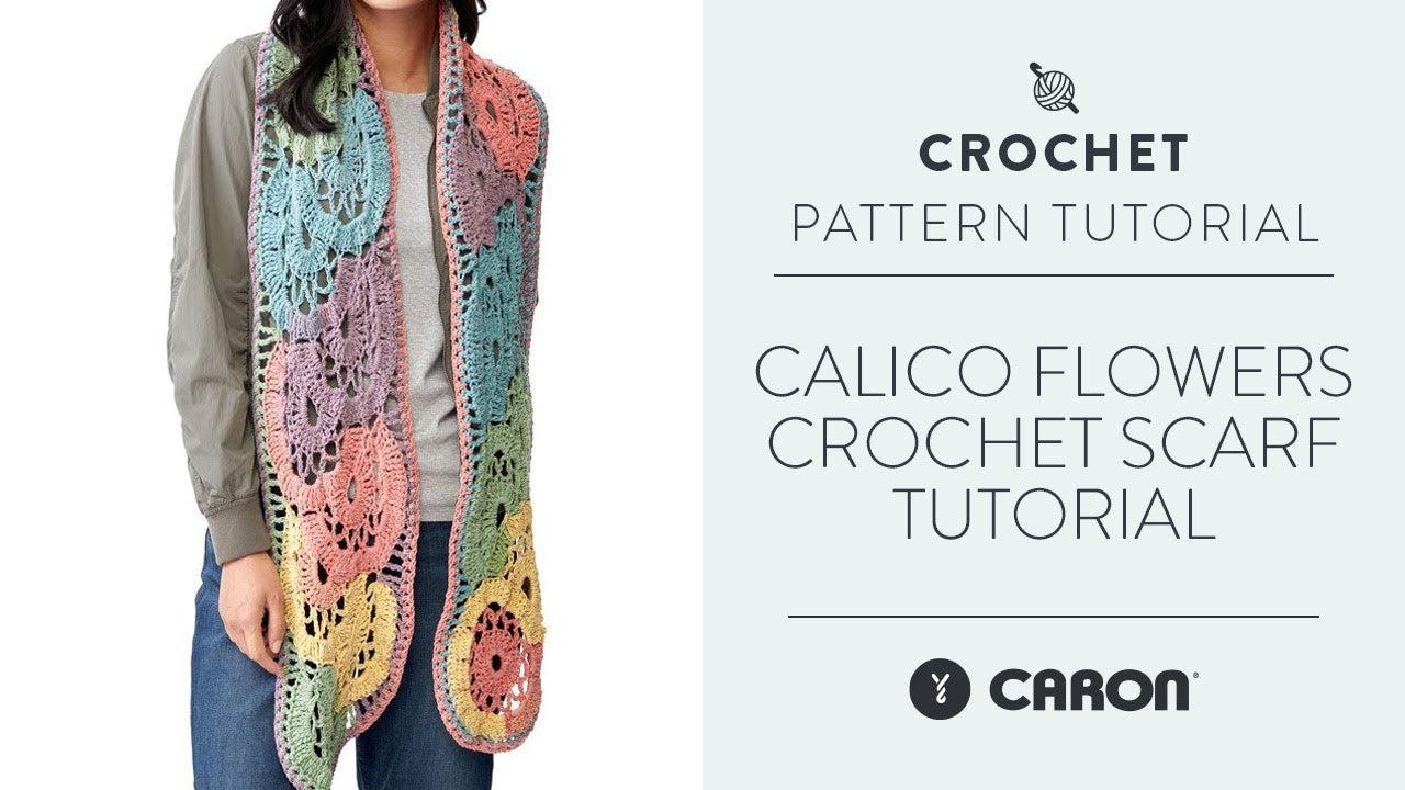 Caron Cakes Calico Flowers Crochet Scarf