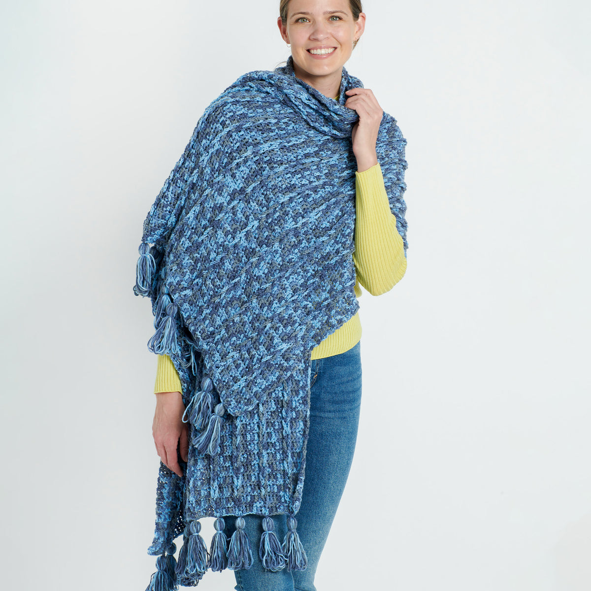 Crochet Shawl made in Caron Colorama Bamboo Blend Yarn