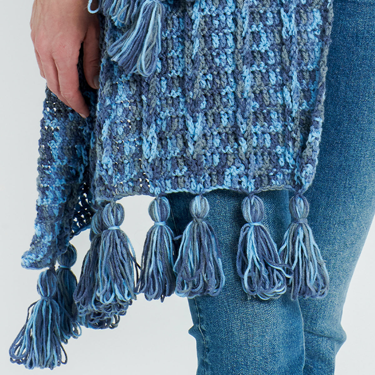 Crochet Shawl made in Caron Colorama Bamboo Blend Yarn