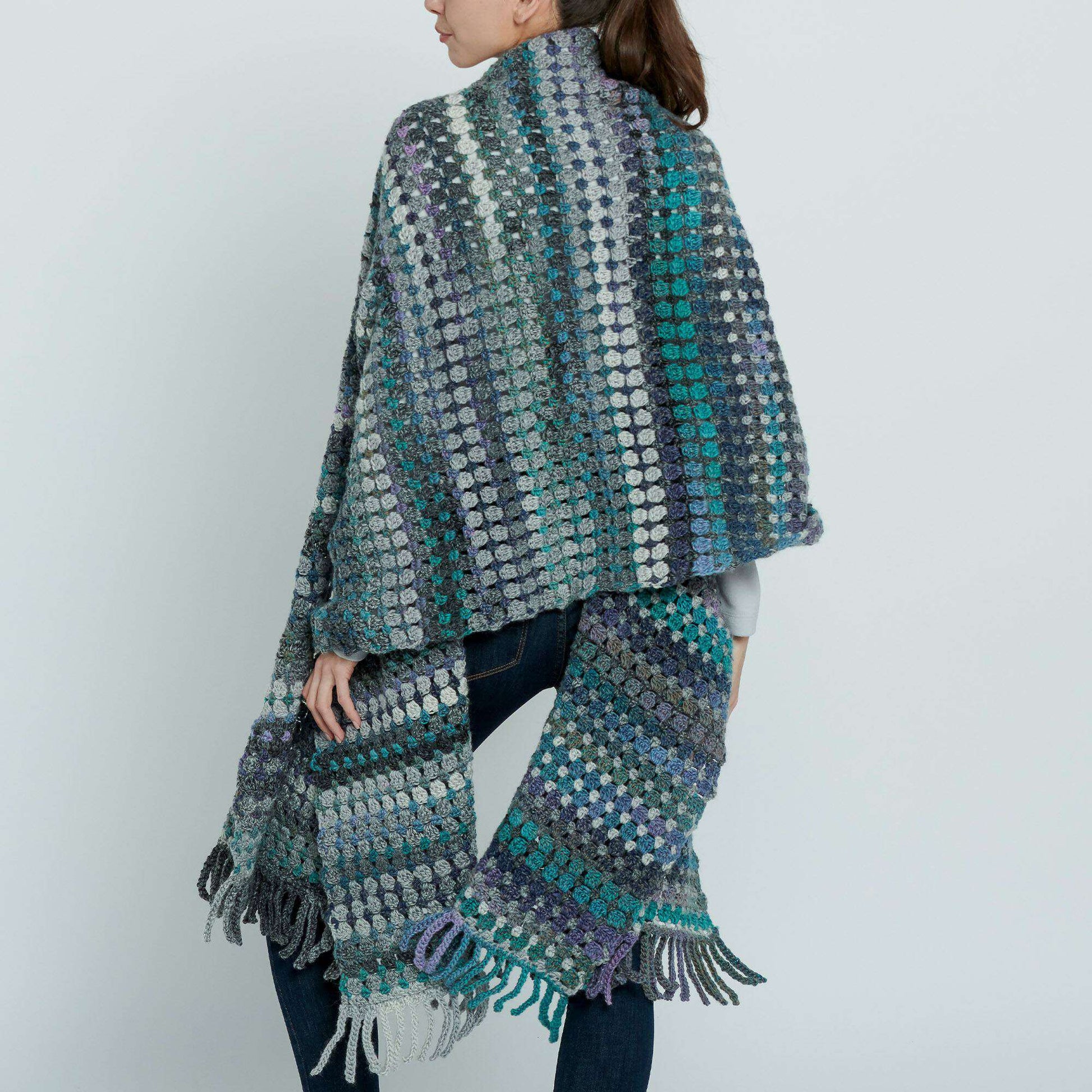 Free Caron Two Color Crochet Blanket Wrap Pattern