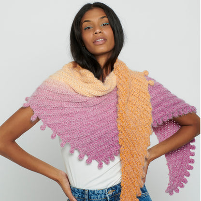 Caron Bias Bobbles Crochet Shawl Crochet Shawl made in Caron Colorama Halo Perfect Phasing Yarn