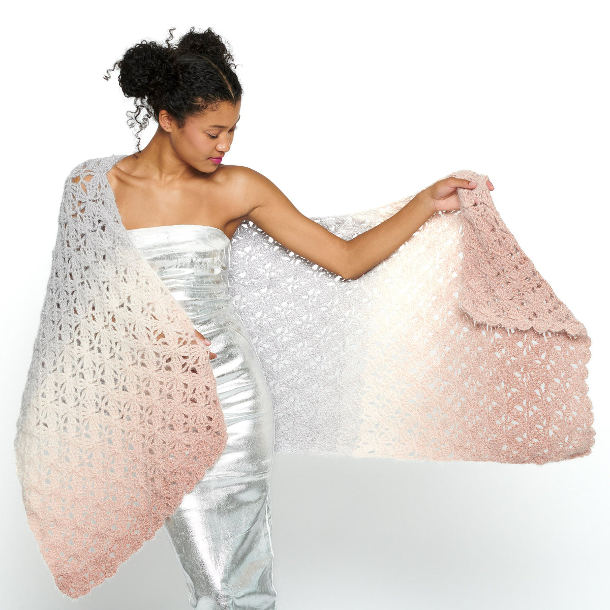 Crochet Shawl made in Caron Colorama Halo Perfect Phasing Yarn